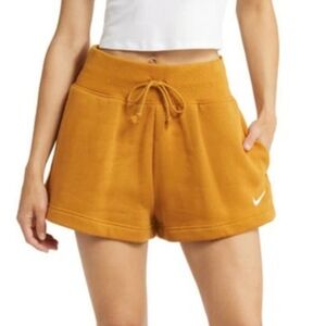 Nike Phoenix Fleece‎ Knit Shorts Desert Ochre Mustard Size Small